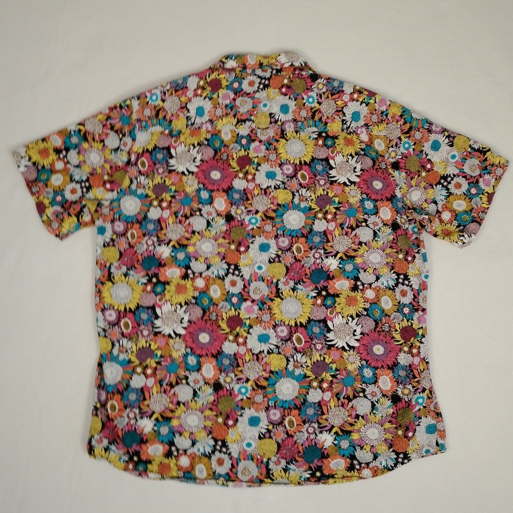 Coofandy Mens XL Short Sleeve Button Down Shirt Floral Sunflower Multi-Color - Picture 2 of 7